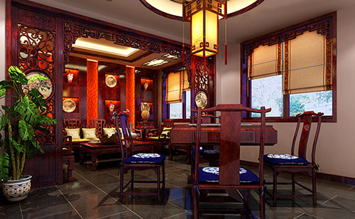 禹城古典中式风格茶楼包间设计装修效果图